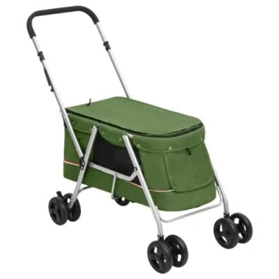 Afbeelding van vidaXL Hondenwagen inklapbaar 100x49x96 cm linnenstof groen