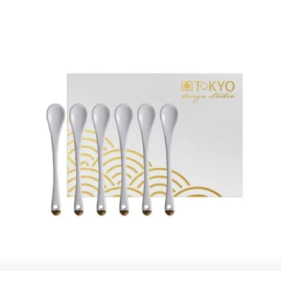 Afbeelding van Tokyo Design Studio Nippon White Koffie En Theelepel Set Van 6 Wit