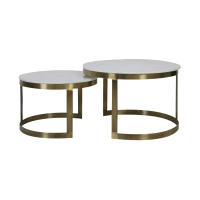 Afbeelding van Light &amp; Living Salontafel PERLATO Ø75x47cm Wit Set van 2