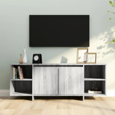 Afbeelding van Tv meubel 130x35x50 cm spaanplaat grijs sonoma eikenkleurig