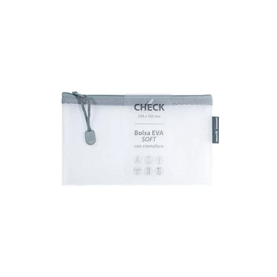 Afbeelding van Grafoplás Zak met ritssluiting EVA Soft Check 23 x 13 cm, wit, zacht gevoel, van transparant rubber, perfect voor het beschermen en vervoeren documenten