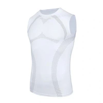 Afbeelding van AMZSPORT Débardeur Compression Homme, Maillot Sans Manches Aséchage Rapide pour Bodybuilding Gym Running, 111013 blanc, M