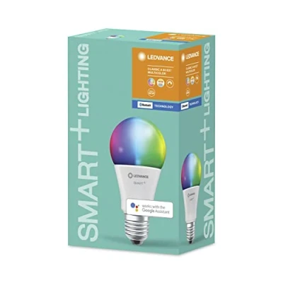 Afbeelding van LEDVANCE Smart ledlamp met Bluetooth, E27, kleur variabel (2500 6500 K), RGB kleuren veranderbaar, vervangt gloeilampen door 60 W, bestuurbaar Google, Alexa en Apple, SMART+ BT meerkleurig