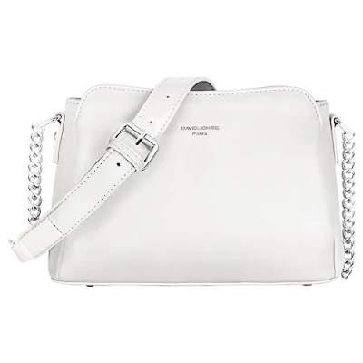 Afbeelding van David Jones Kleine schoudertas voor dames handtas ketting 3 zakken messenger tas telefoon PU leer draagtas stad reizen winkelen mode chic, Wit.
