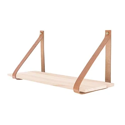 Afbeelding van Houten Shelfie Boekenplank met Leren Banden 20 x 60 cm