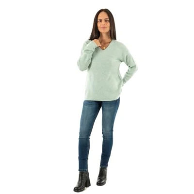Afbeelding van ONLY Camilla Vneck L/S NOOS Trui, Dames, Maat: XS, Ether