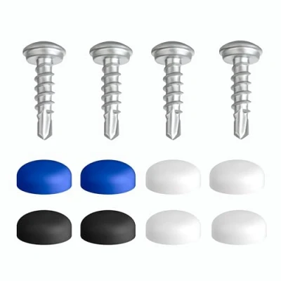Afbeelding van Set van 4 kentekenplaatschroeven met boorpunt en doppen, 5 x 19 mm, bevestigingsschroeven discreet, veilig, legaal