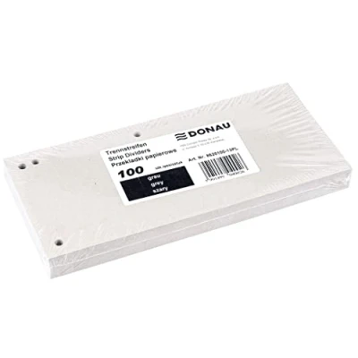 Afbeelding van DONAU 100 tabbladen van gerecycled karton, 190 g/m², grijs, 1/3, A4, geperforeerd, 23,5 x 10,5 cm