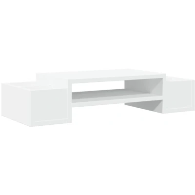 Afbeelding van vidaXL Monitorstandaard met opbergruimte 70x27x15 cm bewerkt hout wit