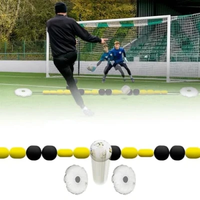 Afbeelding van Doelverdedigingsuitrusting, 2,75 m enkele lijn deflector met 2 waterzakken, voetbaltrainingsapparatuur, reflextraining en gele behendigheidstraining