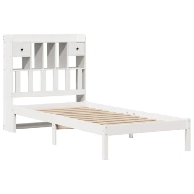 Afbeelding van vidaXL Bed met boekenkast zonder matras grenenhout wit 75x190 cm