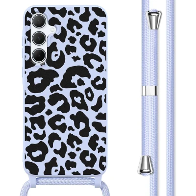 Afbeelding van imoshion hoesje Geschikt voor Samsung Galaxy A55 met koord Siliconen design Meerkleurig / Animal Lila