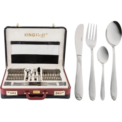 Afbeelding van KINGHOFF 3508 luxe bestekset koffer 72 delig 12 persoons Modern bestek