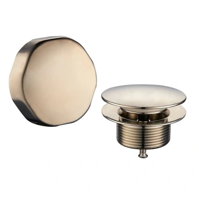 Afbeelding van Wiesbaden knop/plug badoverloopcomb. geborsteld staal