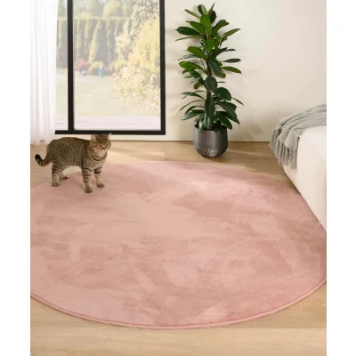 Afbeelding van Rond Zacht Vloerkleed Plush Roze 160 Cm