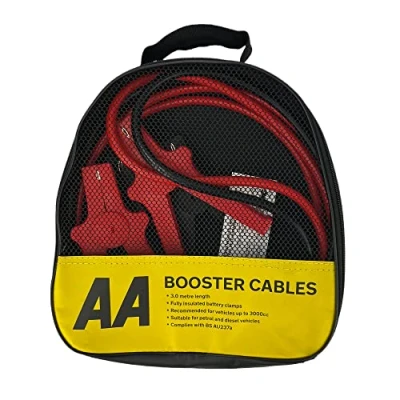 Image de AA Câbles de démarrage isolés AA4550 Pour moteurs essence/diesel jusqu&#039;à 3000 cc, câble 3 m, sac rangement