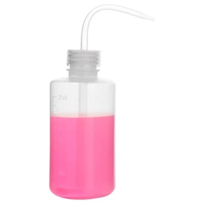 Afbeelding van stonylab Chemische wasfles (1 verpakking), kunststof LDPE veiligheidslab drukreinigingsfles met smalle uitloop en schaaletiketten, waterfles, 250 ml