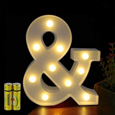 Afbeelding van HONPHIER® lichtgevende letters, alfabet ledlamp, decoratieve letter, werkt op batterijen, voor feest, bruiloft, huis, bar, decoratie (&amp;)