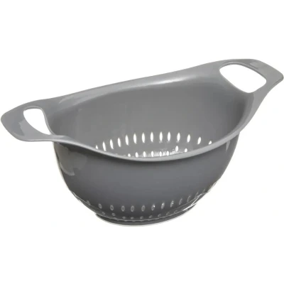 Afbeelding van Kleine vergiet/zeef antislip grijs 14 x 18 cm van kunststof Keukenvergieten