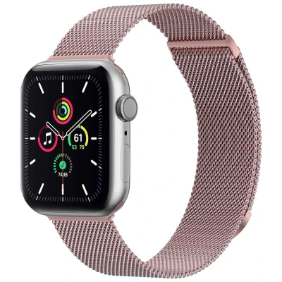 Afbeelding van iMoshion Bandje Geschikt voor Apple Watch Series 1 / 2 3 4 5 6 7 8 9 SE Ultra (2) 42 44 45 49 mm Maat S Milanees magnetische band Roze