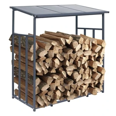 Afbeelding van Metalen haardhoutrek 143x145x70 cm antraciet ML design