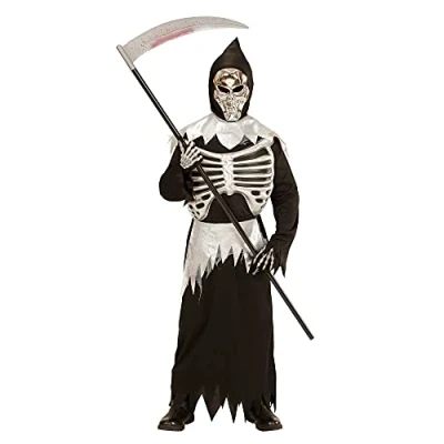Afbeelding van Widmann Beul &amp; Magere Hein Kostuum Hedendaagse Man Zwart Maat 128 Halloween Verkleedkleding
