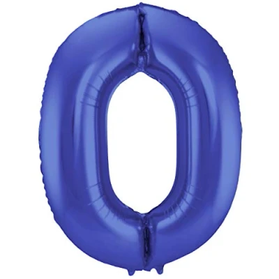 Afbeelding van Folie ballon cijfer 0 mat blauw 86cm