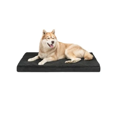 Afbeelding van lionto Orthopedisch hondenbed, 112 x 81 8 cm, robuust kussen van zacht pluche, wasbare hoes, antislip, waterdicht, voor kleine en grote honden katten, zwart