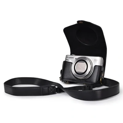 Afbeelding van kinokoo Canon PowerShot SX720 cameratas van kunstleer met schouderriem bruin, Zwart, Modern