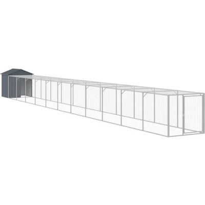 Afbeelding van vidaXL Kippenhok met ren 117x1221x123 cm staal antracietkleurig