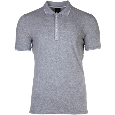 Afbeelding van Armani Exchange heren Regular fit polo met halve rits in de kleur Grijs, maat: XXL