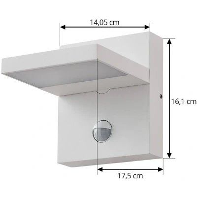 Afbeelding van Lucande LED buiten wandlamp Silvan, wit, sensor, IP54, 16cm