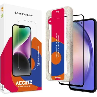 Afbeelding van Accezz screenprotector Geschikt voor Samsung Galaxy S23 FE / A54 (5G) Gehard glas Full Cover met bio applicator