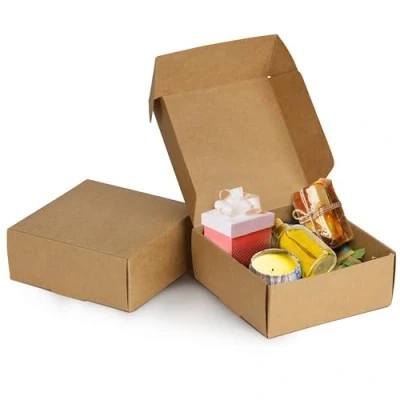 Afbeelding van Kurtzy Bruin Kartonnen Cadeau Dozen (50 Pak) Doos Maten 12 x 5cm Makkelijk te Assembleren Presentatie Doosjes Voor Feestjes, Verjaardagen, Huwelijken en Vakanties