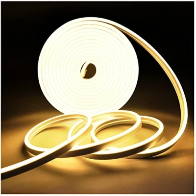 Afbeelding van Tesfish Neon Ledstrip, DC 12 V, 5 m, 120 leds/m, in totaal 600 leds, 3000 K, warmwit, IP65, waterdicht, zacht, voor slaapkamer, bar, speelkamer, verjaardag, kerstfeest