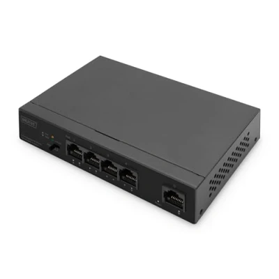 Afbeelding van Digitus Gigabit Ethernet PoE Switch 4 poorts + 1 uplink, 60W Budget (4 Havens), Netwerkschakelaar, Zwart