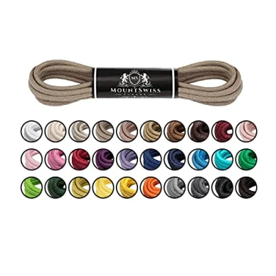 Afbeelding van Mount Swiss Luxury veters, rond, waterdicht, scheurvast, veters van fijn gewaxt katoen, Ø 2 3 mm, kleur olijfgroen, lengte 100 cm