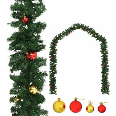 Afbeelding van vidaXL Kerstslinger versierd met kerstballen 20 m