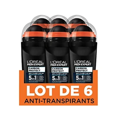 Afbeelding van L&#039;Oréal Paris Men Expert Carbon Protect Ice Fresh Deodorant voor heren, anti vlekken, 50 ml, 6 stuks