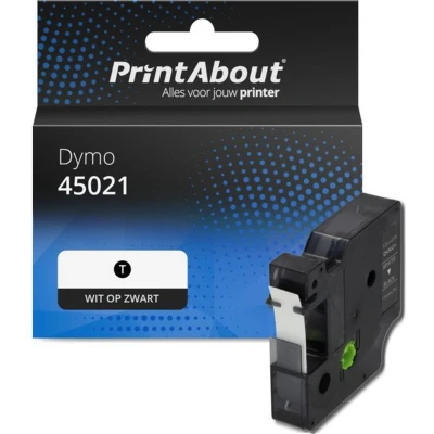 Afbeelding van Huismerk Dymo 45021 (S0720610) Tape Wit op zwart (12 mm)
