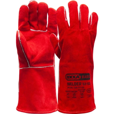 Afbeelding van Majestic lashandschoen van rood splitleder 35 cm, extra large 10