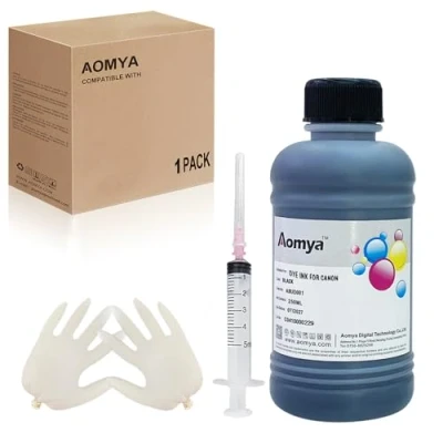 Afbeelding van Universele inktpatronen, 250 ml, 8,79 oz, kleur zwart, navulinkt, vervanging voor HP Canon Lexmark Brother Ricoh cartridges, navulbaar, met spuit en handschoen (250 ml)