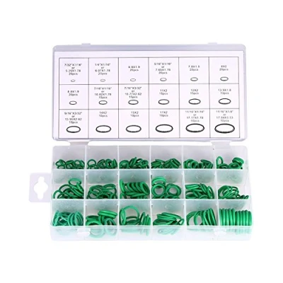Afbeelding van voor air conditioner O ringen Elerose Rubber ring set,18 maten 270pcs auto pakking gereedschap groene vrachtwagen vervanging airconditioning