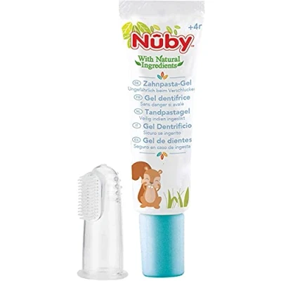 Afbeelding van Nûby Tandpasta gel voor baby &amp; vingertandenborsteltje 20g 4m+