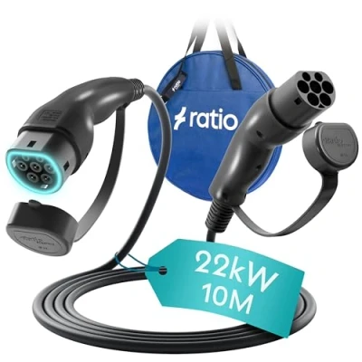 Afbeelding van Ratio type 2 PHEV oplaadkabel voor elektrische auto&#039;s, modus 3/32 A/22 kW/driefasig/10 m, snellaadkabel, hybride, plug in auto, 2,