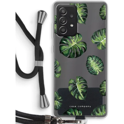 Afbeelding van Case Company® hoesje met Koord geschikt voor Samsung Galaxy A52s 5G Tropische bladeren Telefoonhoesje Zwart Bescherming aan alle Kanten en Over de Schermrand