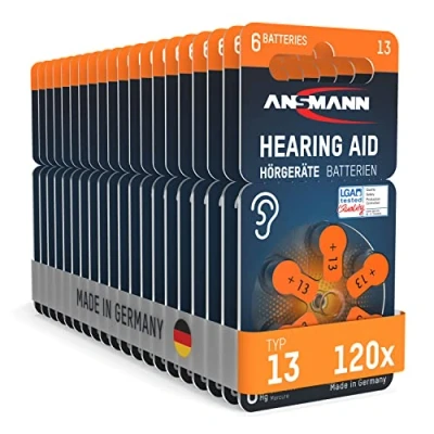 Image de Piles pour appareil auditif ANSMANN type 13 orange lot de 120 P13 PR48 ZL2