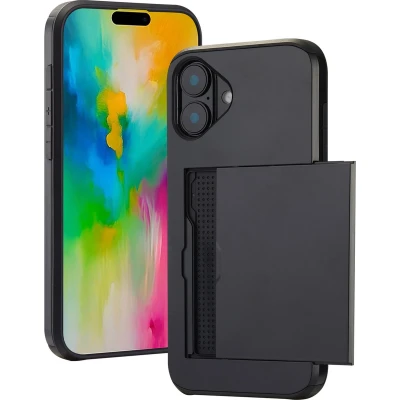 Afbeelding van imoshion Hoesje Geschikt voor iPhone 16 Plus Ruimte 2 pasjes Backcover met pasjeshouder Zwart