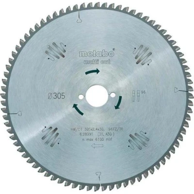 Afbeelding van Metabo 628091000 Hardmetalen cirkelzaagblad multi cut HW/CT 305x30 96 FZ/TR5