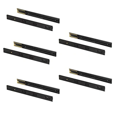 Afbeelding van Emuca Laderails met kogellagers, 45 mm x 550 mm, 5 paar volledig uittrekbare geleiders softsluiting, zwart